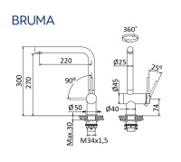 MEDIDAS MONOMANDO COCINA INOX BRUMA